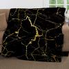 PLEETS Cozy Flannel Fleece Blanket, Black-and-Gold Marble Texture, 130 x 170 cm view 2