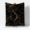PLEETS Cozy Flannel Fleece Blanket, Black-and-Gold Marble Texture, 130 x 170 cm view 3
