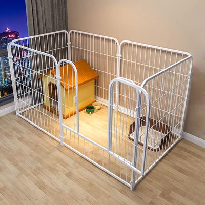 Dog Playpen, Large Indoor/Outdoor Exercise Pen, 6 Panels, White, 120 x 60 x 60 cm