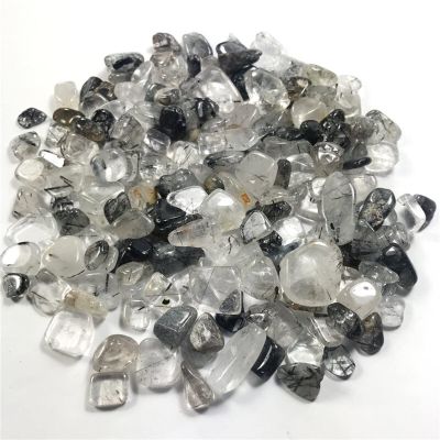 CZAOINCU 100 g Natural Black Quartz Rutilated Tourmaline Gravel, 3–5 mm