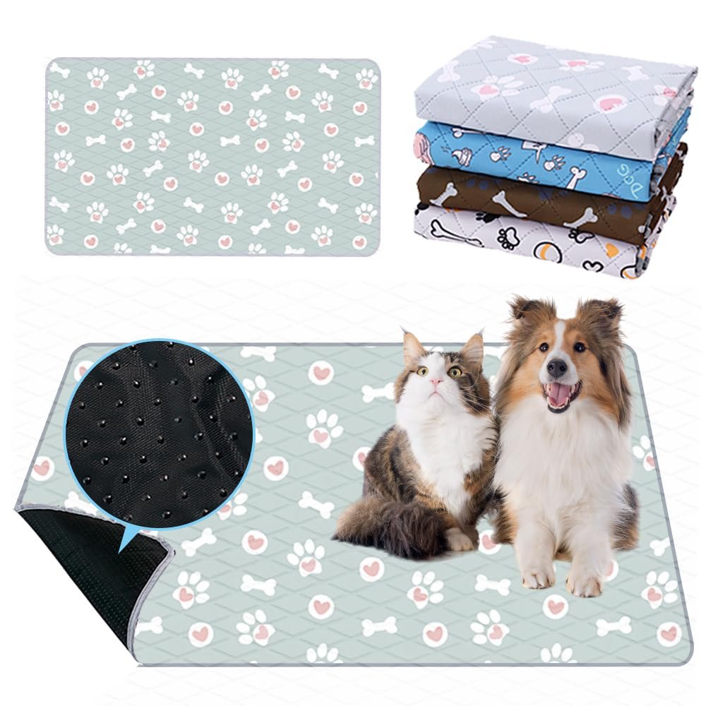 Mateju Washable Puppy Training Pad, Non-Slip, Absorbent, Reusable, 100 x 70 cm, Light Green