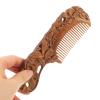 FRCOLOR Carved Wooden Fine-Tooth Pocket Comb with Handle view 2