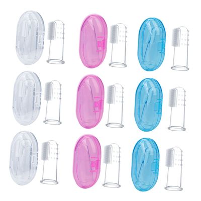 Beavorty Silicone Finger Toothbrushes, 9-Piece Set with Storage Boxes, for Babies Ages 0–3