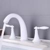 3-Hole Bathroom Sink Faucet, 2 Handles, Brass, Hot and Cold Mixer, White Safehappy view 1