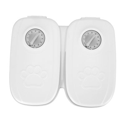 Automatic 2-Meal Feeder with Ice Pack Compartment, Removable, Non-Slip, Gray