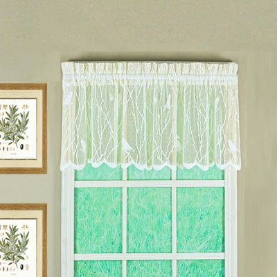 Today's Curtain Songbird Valance, Semi-Sheer Lace, 12 in, Ivory, 56 x 12 in (W x L)