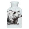 YJWANDL Hand-Drawn Bear Print Hot Water Bottle with Plush Cover, 26.5 x 15.3 cm view 1