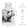 YJWANDL Hand-Drawn Bear Print Hot Water Bottle with Plush Cover, 26.5 x 15.3 cm view 2