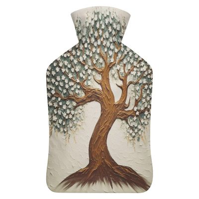 YJWANDL Hot Water Bottle with Tree Print, 26.5 x 15.3 cm