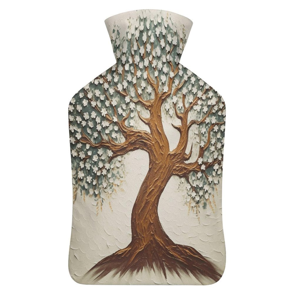 YJWANDL Hot Water Bottle with Tree Print, 26.5 x 15.3 cm