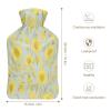 Hot Water Bottle with Yellow Floral Print and Plush Cover view 2