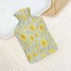 Hot Water Bottle with Yellow Floral Print and Plush Cover view 4