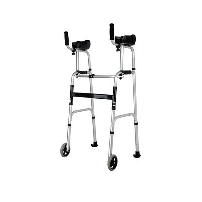 2-Wheel Stand-Up Walker, Foldable Lightweight Aluminum Walker with Armrests, Rollator, Supports up to 220 lb