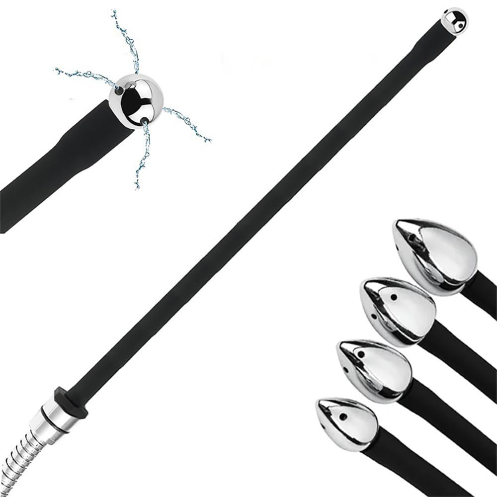 Hmxseu Silicone Anal Douche with Metal Round Tip, 25 cm