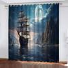 MLUNKQAIL Blackout Curtains with Sailboat Landscape, 2-Piece Set, 100 x 160 cm (W x H) view 1
