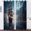 MLUNKQAIL Blackout Curtains with Sailboat Landscape, 2-Piece Set, 100 x 160 cm (W x H) view 2