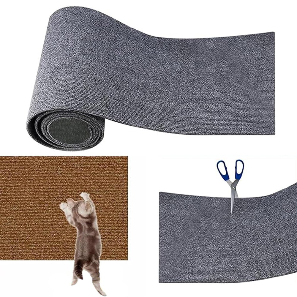 DIY Climbing Cat Scratcher, Cut-to-Fit Self-Adhesive Cat Scratching Mat, Sofa and Wall Protector (Light Gray, Size