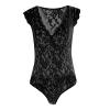 WILLBEST Women's Gothic Lingerie Chemise with Floral Lace, V-Neck, Halter Straps and Open Crotch view 3