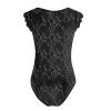 WILLBEST Women's Gothic Lingerie Chemise with Floral Lace, V-Neck, Halter Straps and Open Crotch view 4