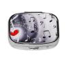 Music & Red Heart Square Pill Box for Purse or Pocket view 1