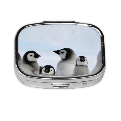 Young Penguins Snow-Print Square Pill Case
