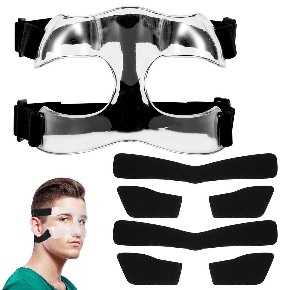 Adjustable Transparent Nose Protector for Broken Noses with Foam Padding