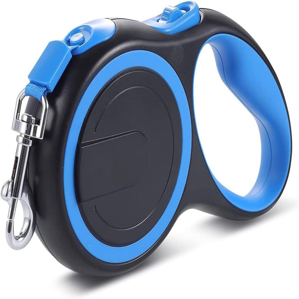 Retractable Dog Leash with Non-Slip Handle, One-Hand Brake, Pause and Lock, Blue, 3 m