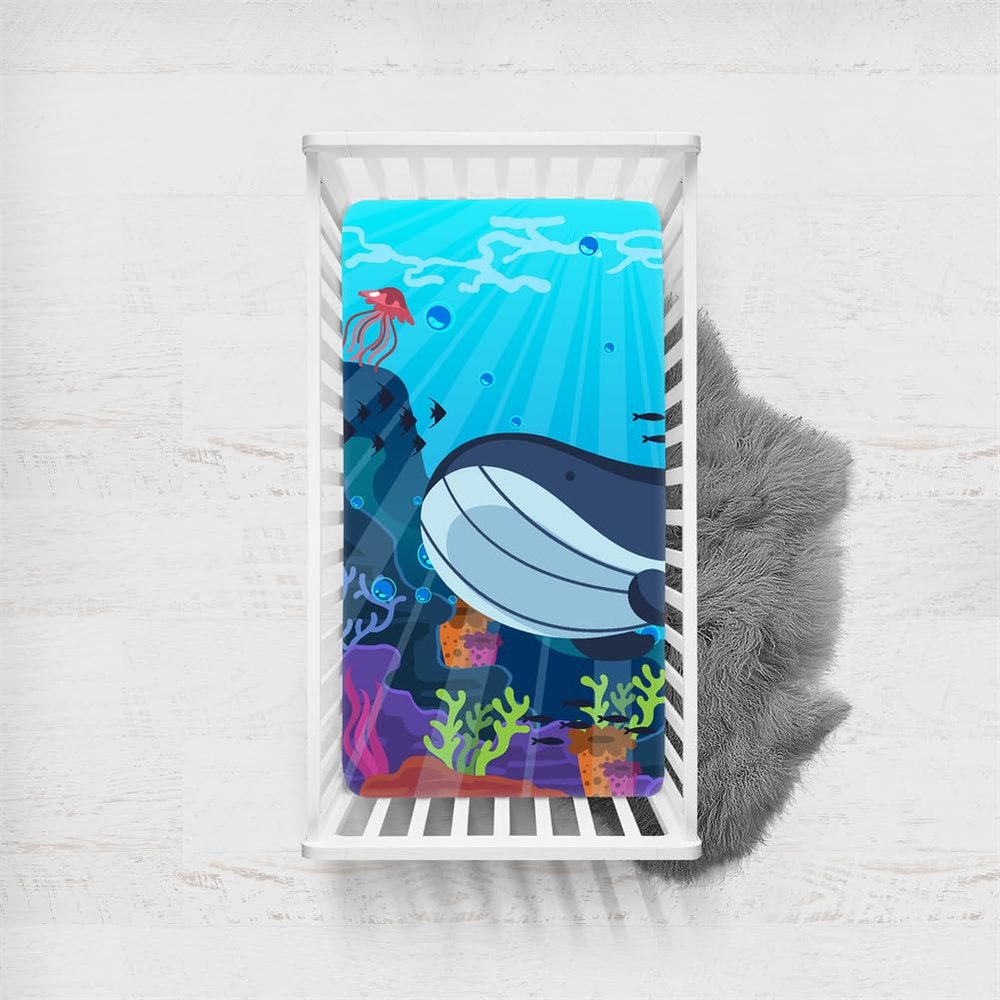 Odot Fitted Sheet for Baby Cribs and Stroller Mattresses, Ocean Blue, 140 x 90 cm