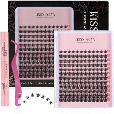 Cluster Lash Extensions Kit, 144-Piece D Curl Mix 9–15 mm