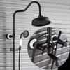 Antique Black Wall-Mounted Shower System with Dual Handles, 8-Inch Brass Rain Shower Head – B Beauty Comes view 1