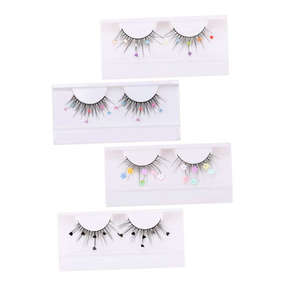 False Eyelashes, 4 Pairs, Imitation Glitter Lashes for Halloween Parties