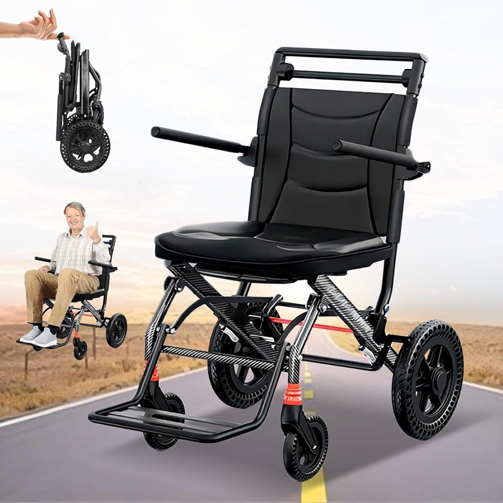 Folding Lightweight Transport Wheelchair with Footrests