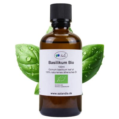 Sala Organic Basil Essential Oil, Methyl Chavicol, Pure, Food-Grade, 100 ml