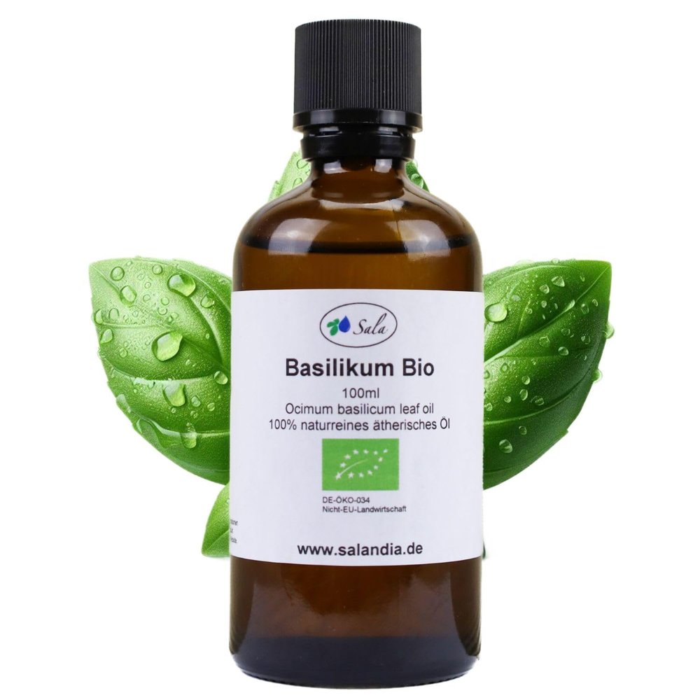 Sala Organic Basil Essential Oil, Methyl Chavicol, Pure, Food-Grade, 100 ml