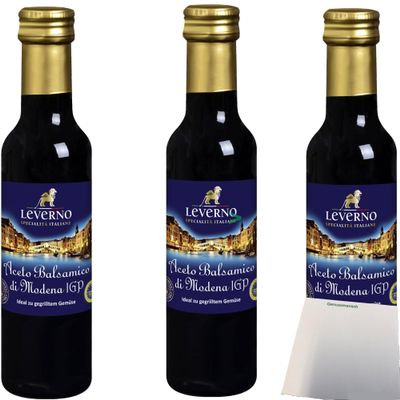 Leverno Aceto Balsamico di Modena IGP 3-Pack (3 x 250 ml) + usy Block