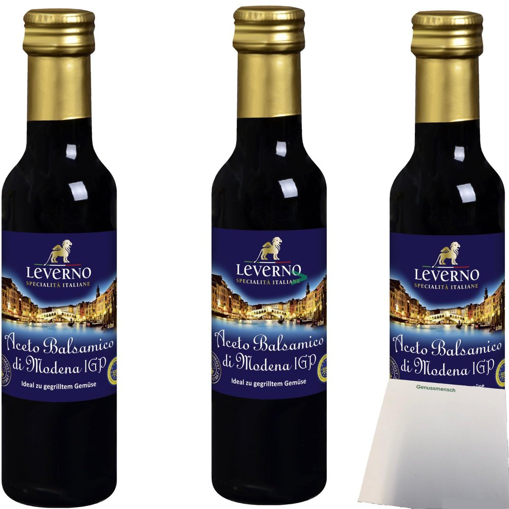 Leverno Aceto Balsamico di Modena IGP 3-Pack (3 x 250 ml) + usy Block