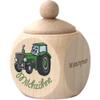 Geschenkissimo Wooden Tractor Milk Tooth Box for Boys, Personalized with Engraving view 1