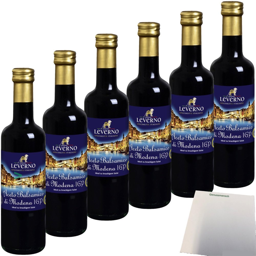 usy Bundle for Leverno Aceto Balsamico di Modena 25%, 6-Pack (6 x 500 ml Bottles) + usy Block