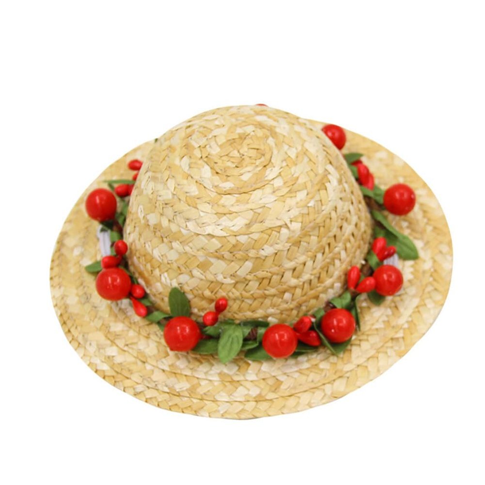 POPETPOP Pet Straw Hat with Floral Pattern
