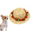 POPETPOP Pet Straw Hat with Floral Pattern view 3