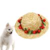 POPETPOP Pet Straw Hat with Floral Pattern view 4