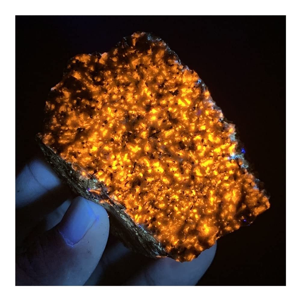 DSZUJTYROP 100 g Natural American Yooperlite Flame Stone, Fluorescent Aquarium Decoration, 7–10 cm