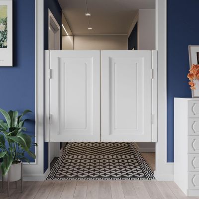 MNBVH Solid Wood Indoor Swing Door, Stable Café Saloon Door with Metal Hinges, for Stairs, Bathroom, Bedroom, Balcony (W115 x H90 cm, Color: C)