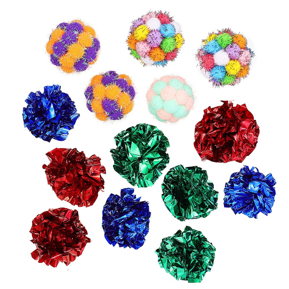 Sosoport Cat Balls with Bells, Interactive Plush Toys, 25 Pieces