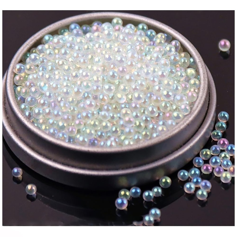 Wisafory 450g Micro Caviar Bubble Beads, 0.4–3mm Glass Beads for Nail Art, Jewelry Making and Epoxy Resin Crafts, 30#