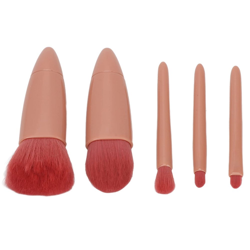5-Piece Makeup Brush Set for Eyeshadow and Loose Setting Powder with Mirror