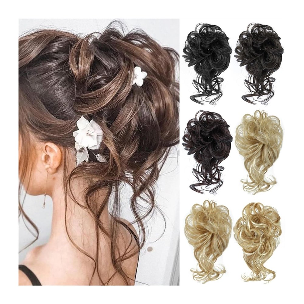 Messy Bun Hairpiece, Synthetic Curly Chignon Extension with Elastic Band