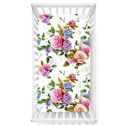Odot Fitted Sheet for Baby Crib, Stroller, Bassinet and Bedside Sleeper, Floral Print, 33 x 75 cm