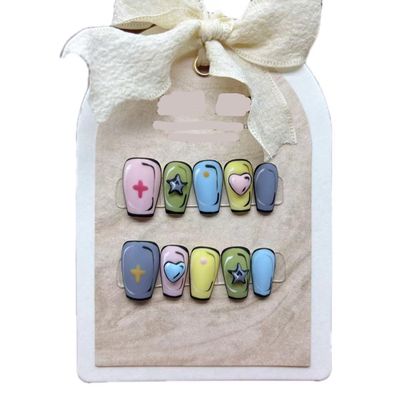 Cute Portable Phototherapy Color Nail Stickers, Brightening, Removable, 10 Pieces (Size: S)