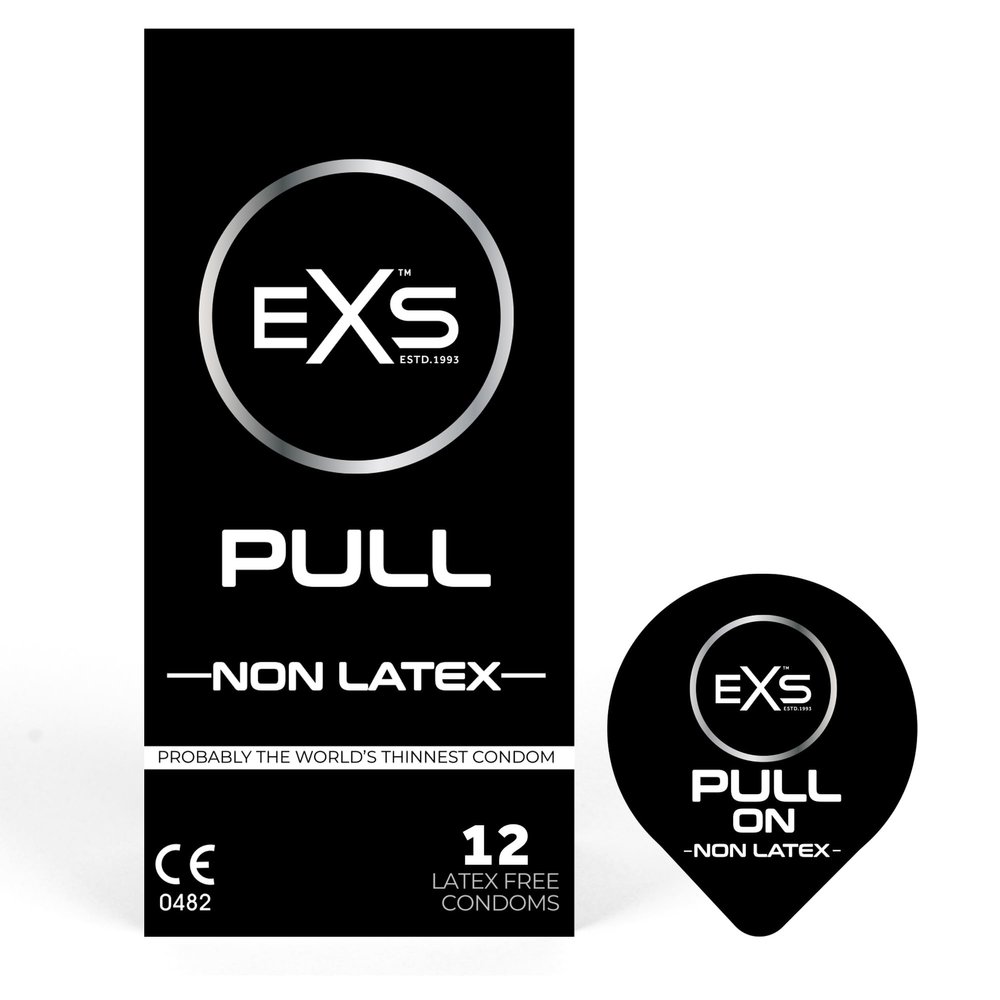 EXS Pull Latex-Free Condoms (12-Pack), Regular Fit, Straight-Wall with Reservoir, PETA-Certified Vegan, 3-Year Shelf Life, CE-Marked, Developed in Germany